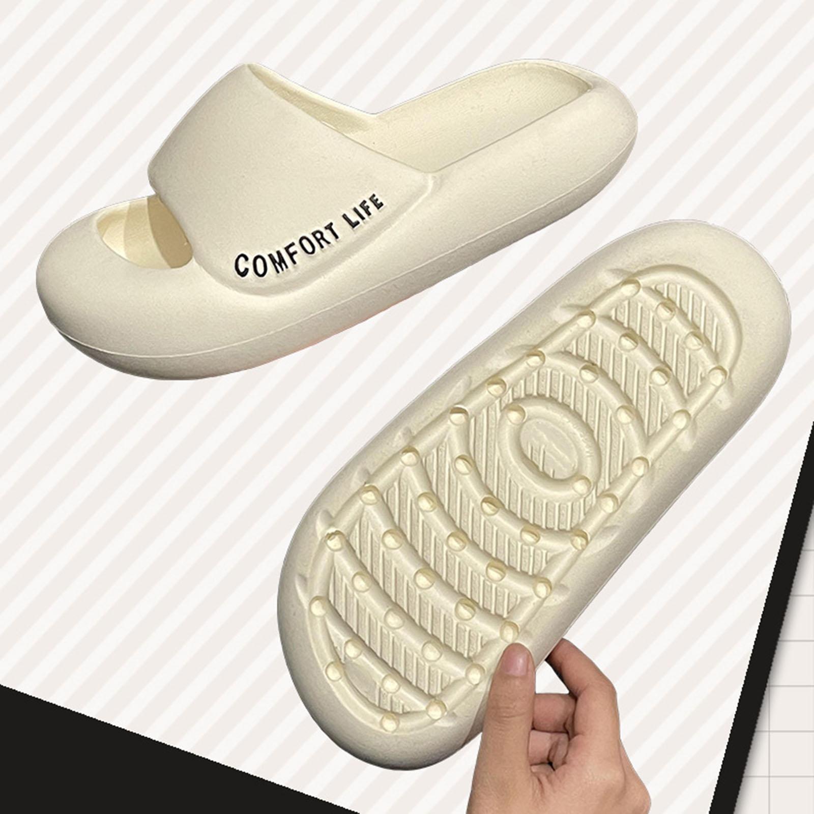 Unisex Pillow Slippers Soft Lightweight Thick Sole Non Slip Summer Open Toe