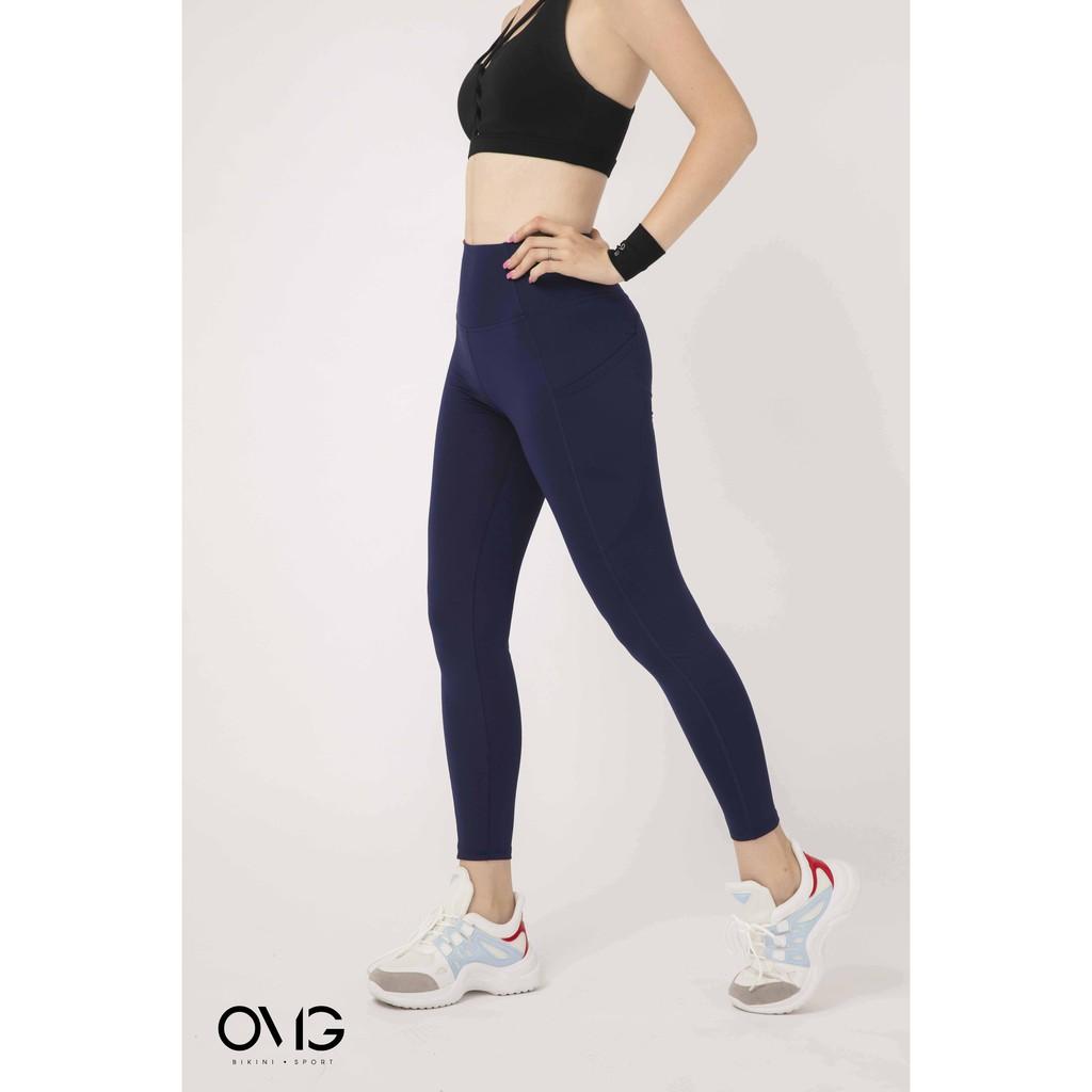 Quần tập Gym, Yoga Nữ OMG Sport kiểu dài có túi 2 bên - màu Xanh navy - BG073_NV