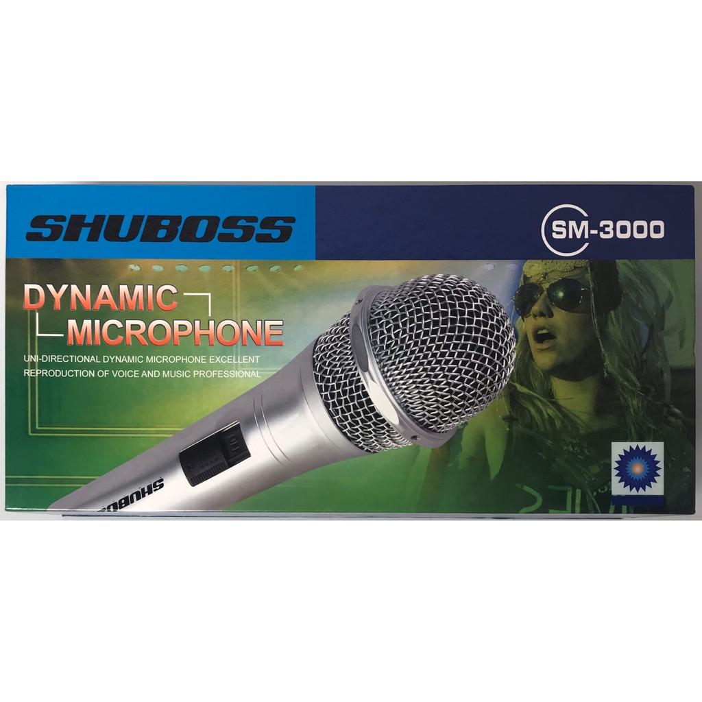 Micro có dây hát karaoke gia đình SHUBOSS SM3000 cao cấp hút âm tốt làm bằng kim loại sáng bóng chắc chắn, bảo hành 12th