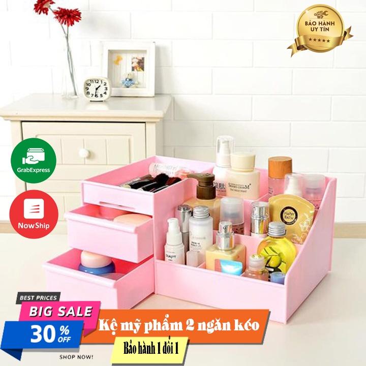 Kệ Nhựa Đựng Mỹ Phẩm lớn đê đồ trang điểm Có 2 Ngăn Kéo Bền Đẹp