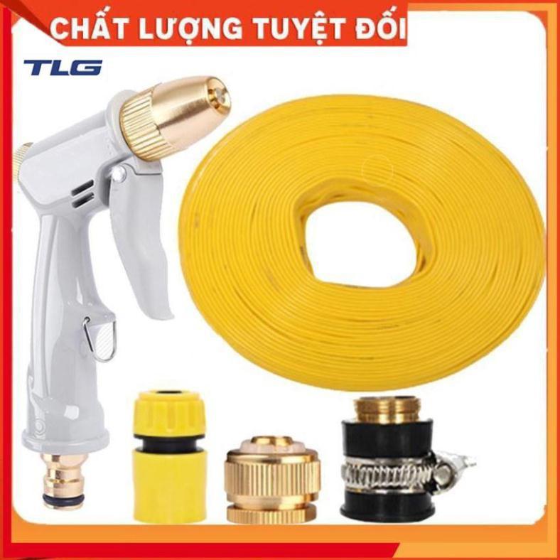 Bộ dây vòi xịt nước tưới cây rửa xe,tăng áp 3 lần, loại 3-5m (cút nhựa nối đồng nhựa) 206846