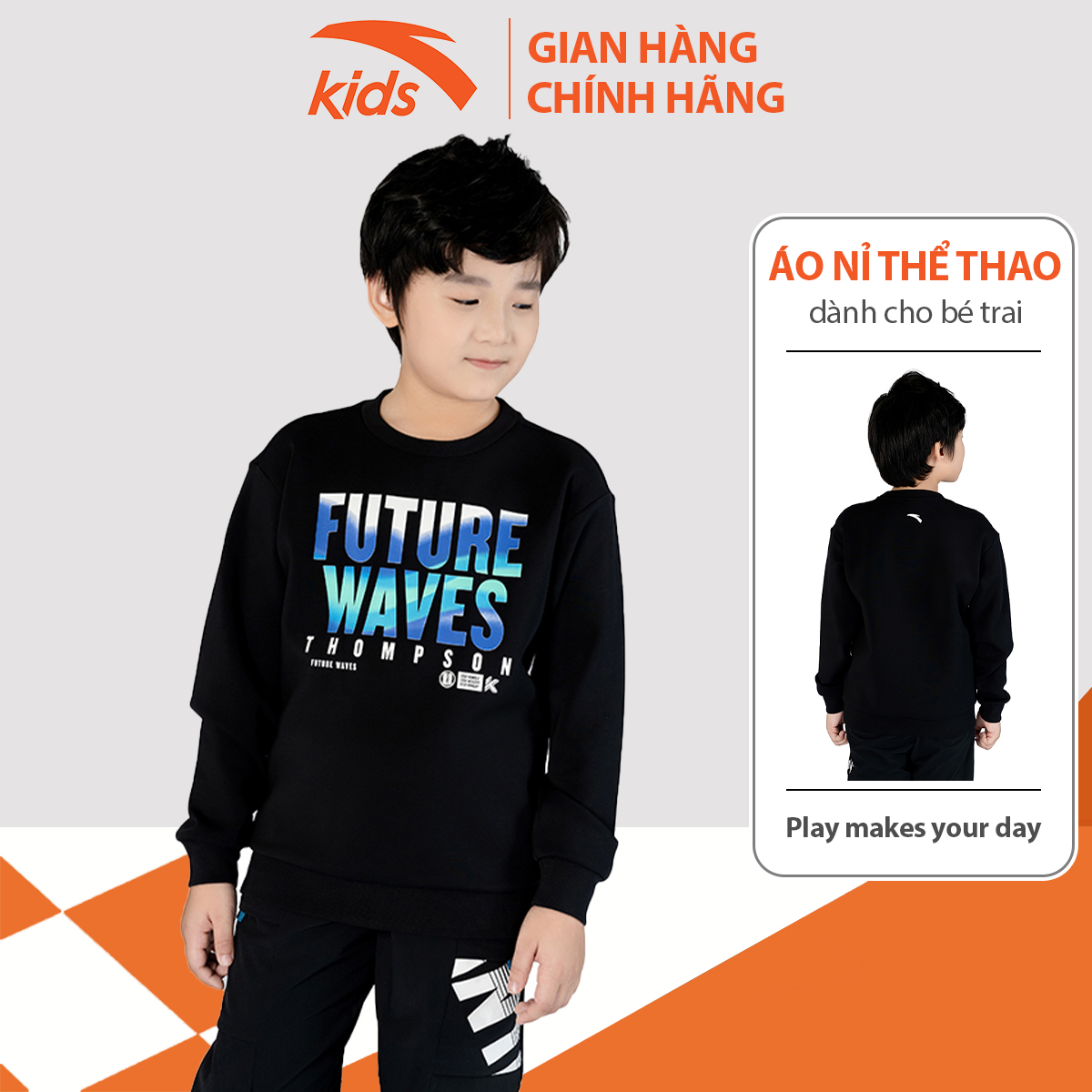 Áo nỉ thời trang bé trai Anta Kids kiểu dáng basic, chất nỉ da cá cao cấp 352241703