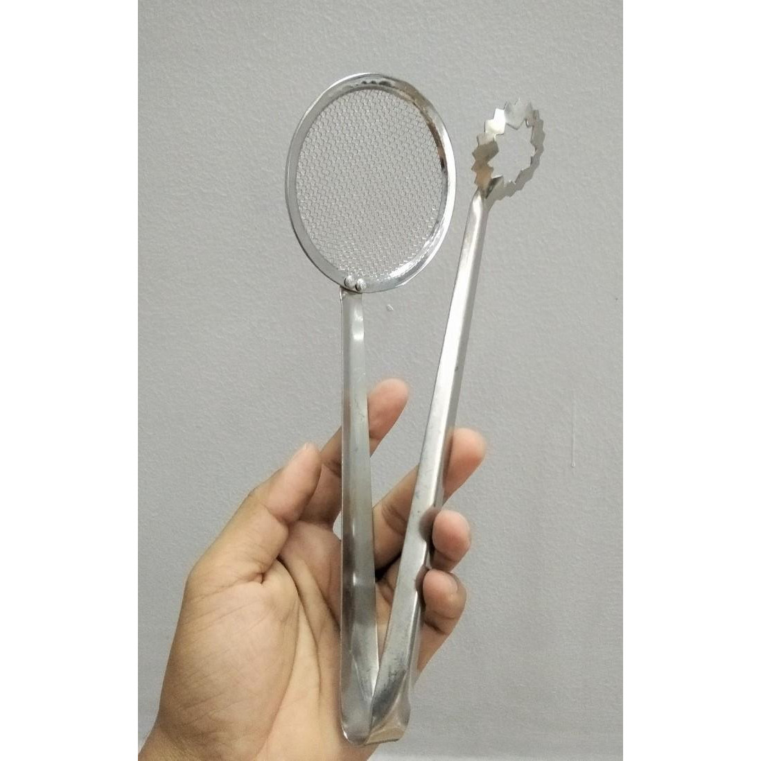 Dụng Cụ Gắp Đồ Chiên Có Vợt Lưới 2 Trong 1 Inox Không Gỉ Dày Dặn Tiện Ích