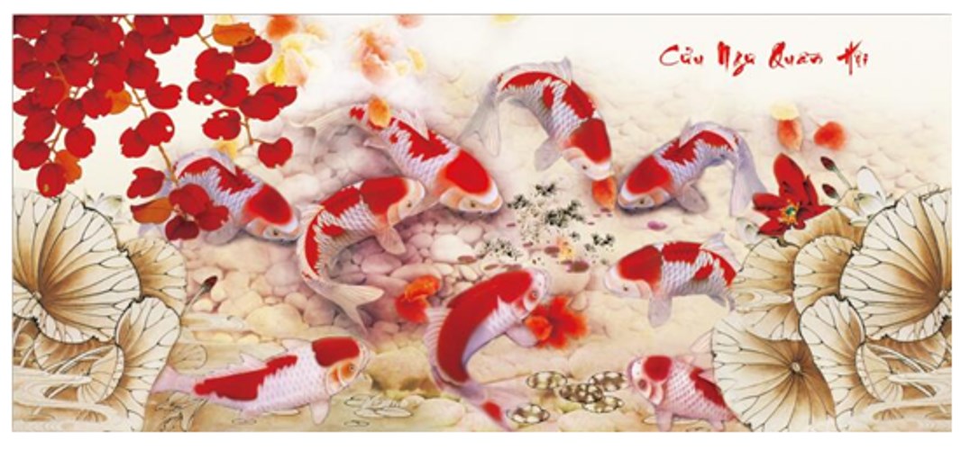 Tranh đính đá cửu ngư quần hội VS415 - 120 x 60 cm - chưa đính