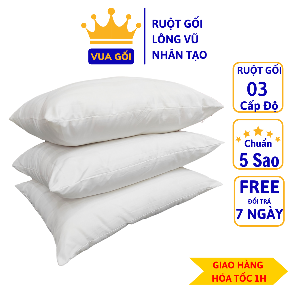 Ruột Gối Nằm Lông Vũ Nhân Tạo Cao Cấp Vua Gối Deluxe Pillow Êm Ái, Kháng Khuẩn, Chuẩn Khách Sạn 5 Sao