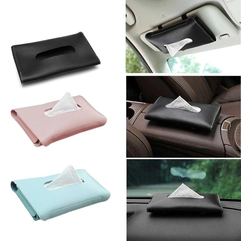 Hộp Đựng Khăn Giấy Bằng Da PU Gắn Tấm Chắn Nắng Xe Hơi