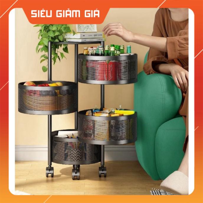 Kệ Xoay tròn, vuông Đa Năng, Kệ Rau Củ Quả 3/4/5 Tầng Có Bánh Xe Di Chuyển.