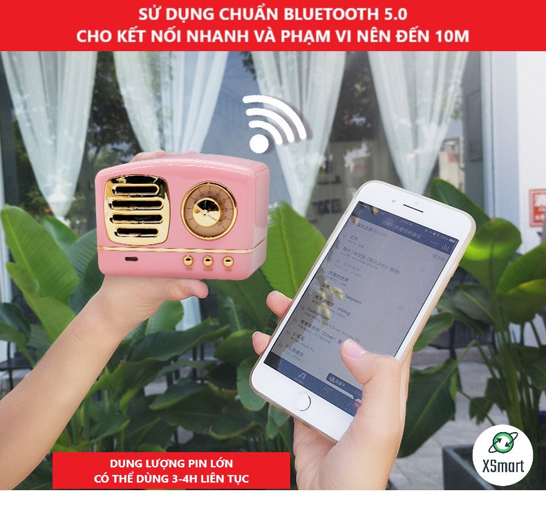 Loa Bluetooth Không Dây Mini Siêu Độc Lạ XSmart Retro Bass HM11 Nâng Cấp Âm Thanh Cực Hay Kiểu Dáng Cổ Điển - Hàng Chính Hãng