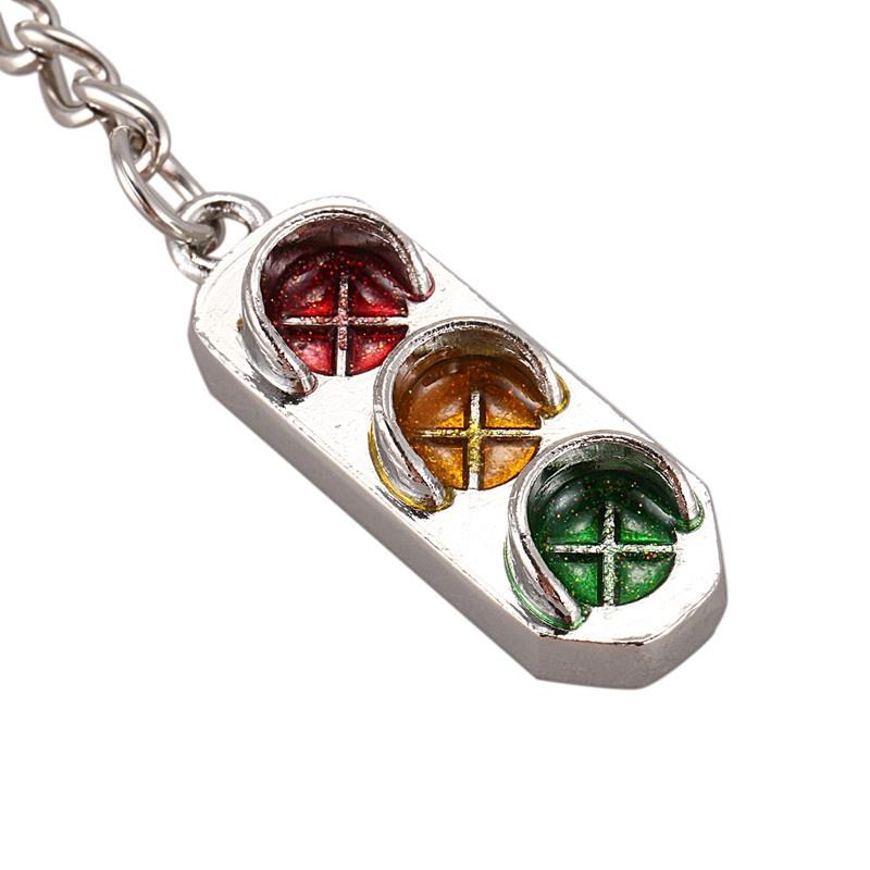 New Mini Traffic Light Car Key Ring Chain Classic 3D Keyfob Keychain Gift