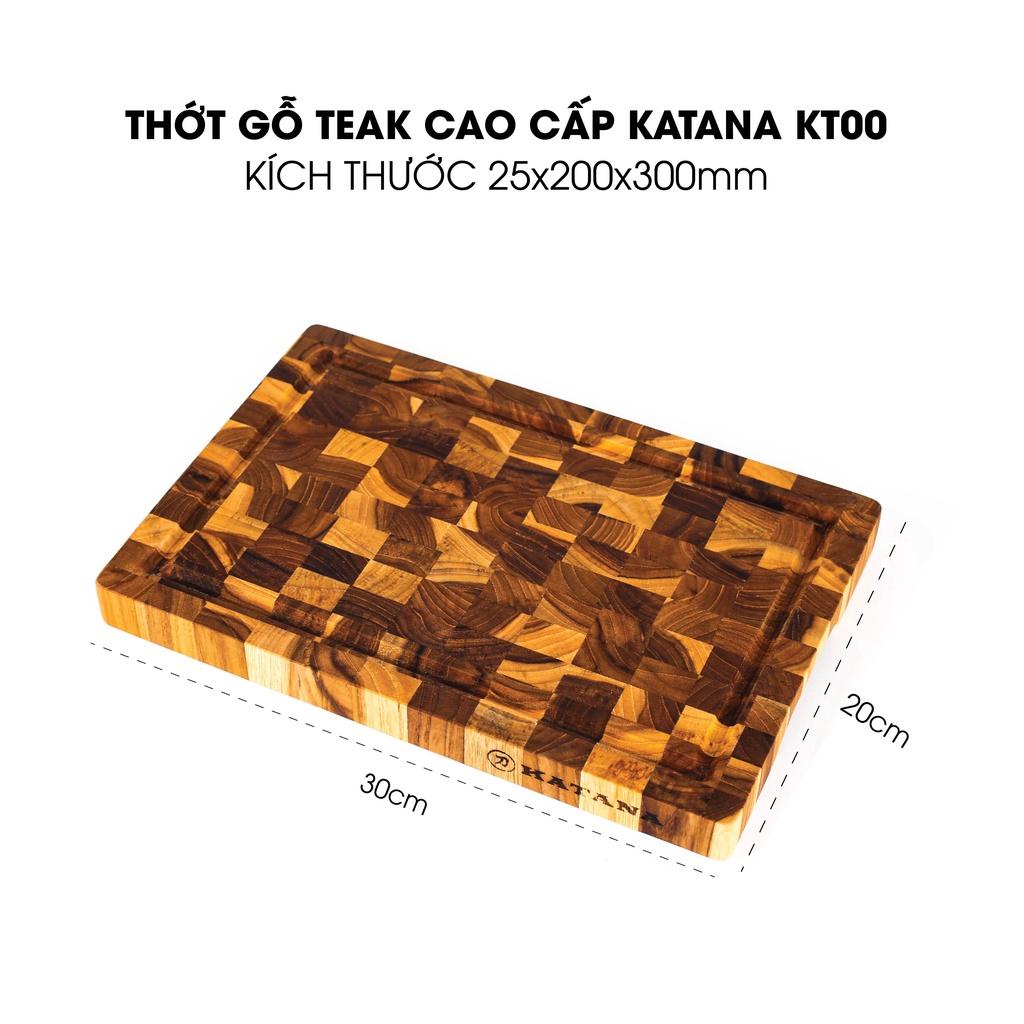 Thớt Gỗ Teak Cao Cấp KATANA - Hình Tròn,Chữ Nhật - Có Đủ Size - Có Tay Cầm /Lỗ Treo/Rãnh - Hàng Chính Hãng BH 12 Tháng