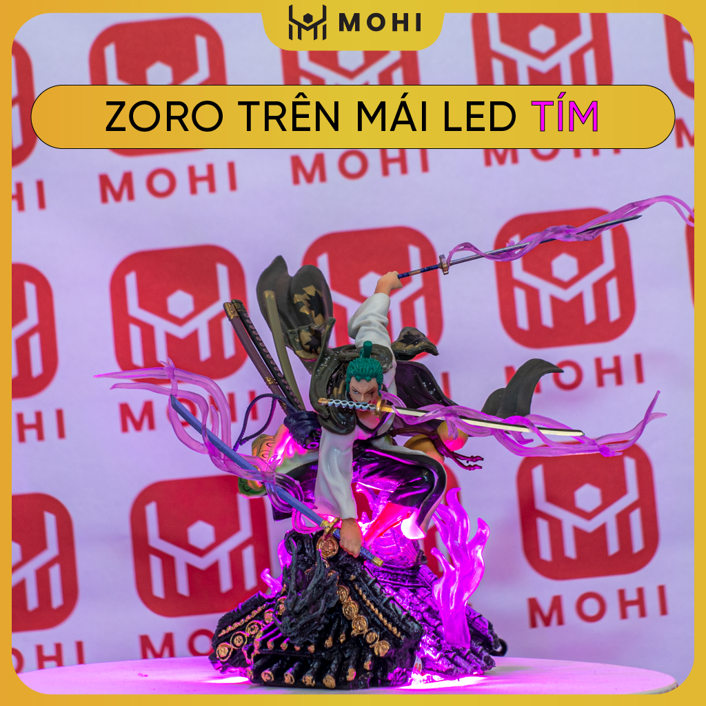 [Có BOX, Có bản LED] - Mô hình Figure Roronoa Zoro trên mái nhà, mô hình figure One Piece bản đế đẹp có BOX