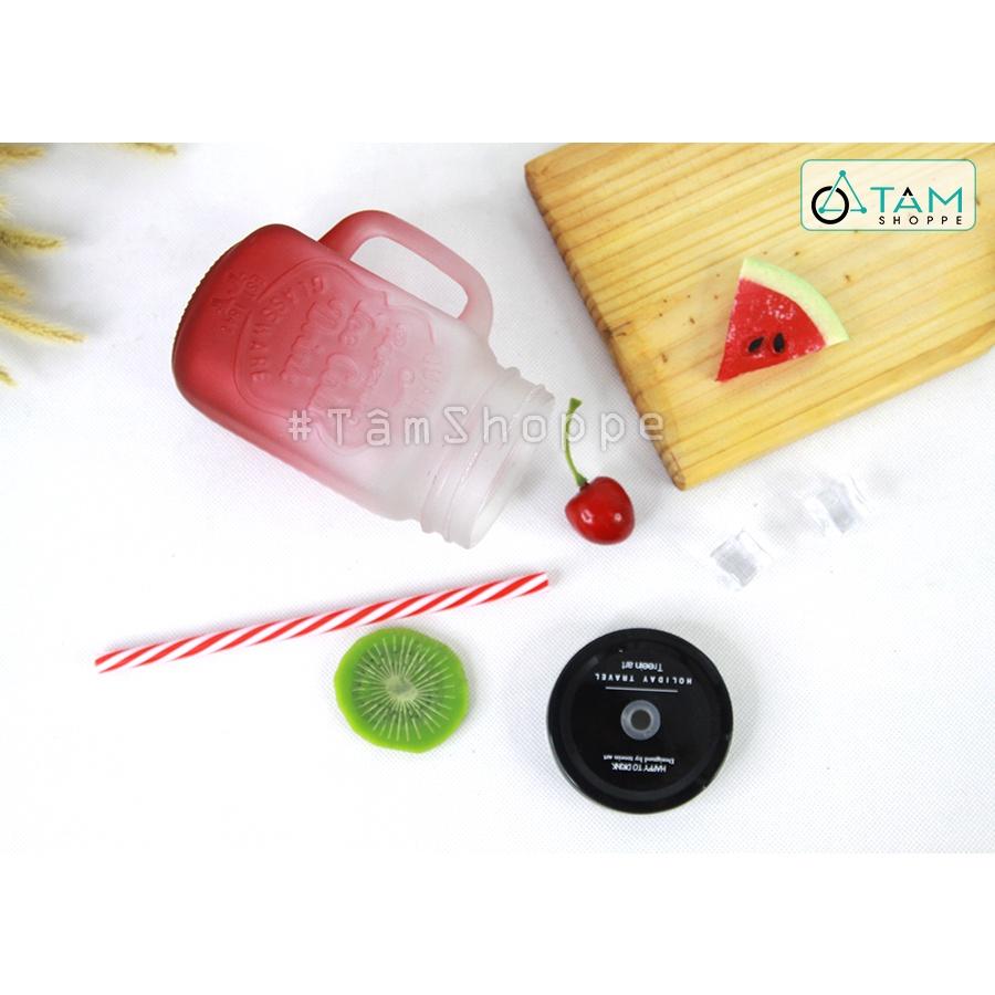 Ly thủy tinh thân vuông có quai mờ nhiều màu LATT-06