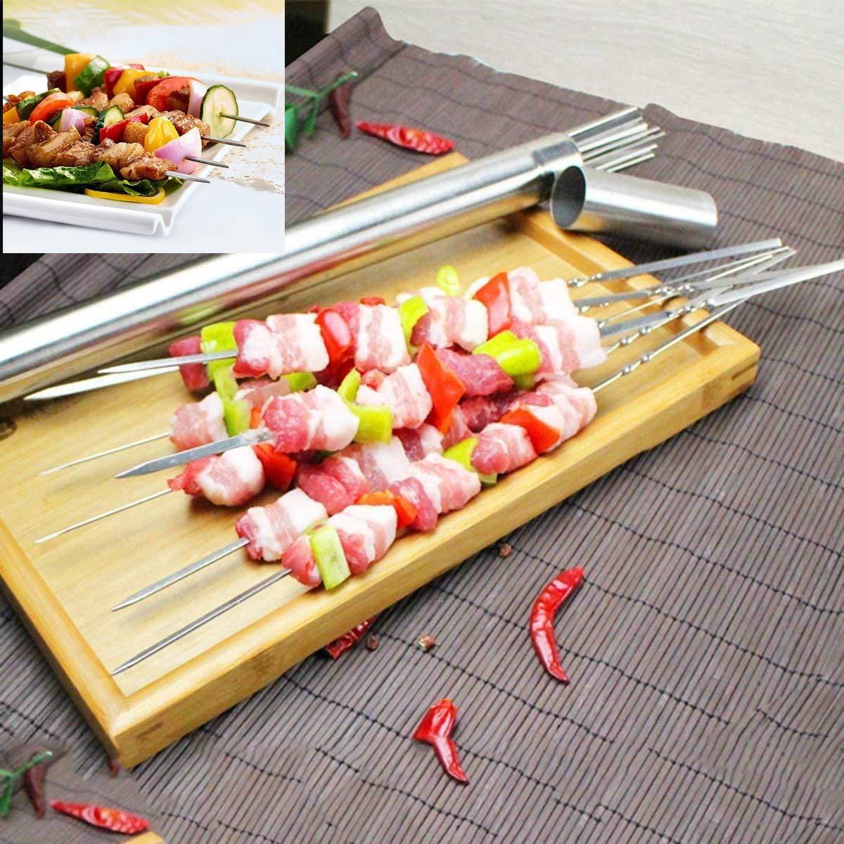 Xì ốc thịt nướng, 100 miếng thép không gỉ xiên thịt với các xiên kim loại ống bằng thép không gỉ có thể tái sử dụng cho các loại thịt phẳng BBQ
