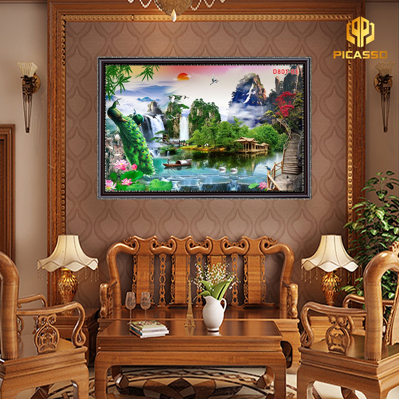 Tranh kính Sơn thủy hữu tình D801 01