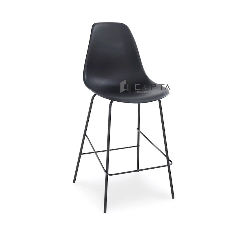 Ghế quầy bar nhựa chân sắt CB DSW2-S Nội thất Capta Ghế bar chân cố định lưng tựa cao cho nhà hàng cafe Ghế quầy thuốc chân cao 75 cm Plastic bar stool - Trắng