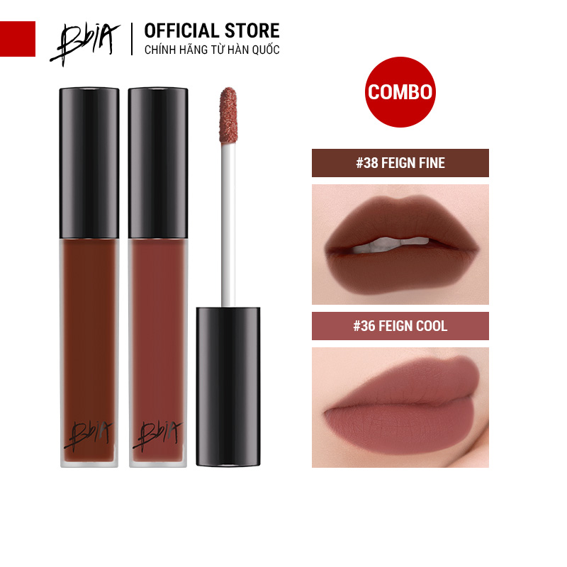 Combo 2 Son Kem Lì Bbia Last Velvet Lip Tint 5g - #38 Feign Fine và #36 Feign Cool