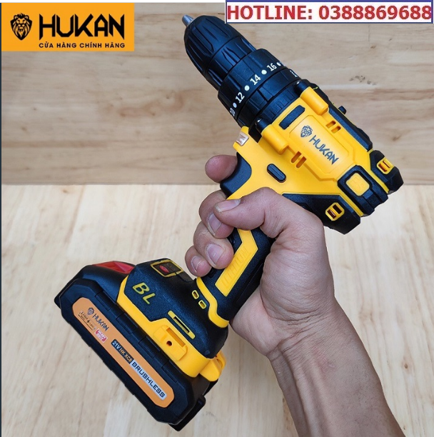 Máy Khoan Pin Hukan 21V KHÔNG CHỔI THAN Tặng Kèm 23 Chi Tiết