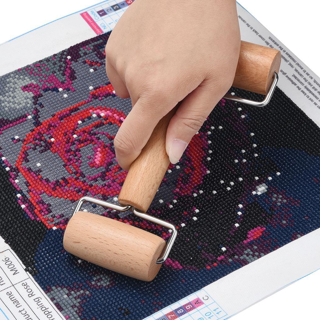 Tool Double Wooden Roller DIY Rhinestone Embroidery Crafts