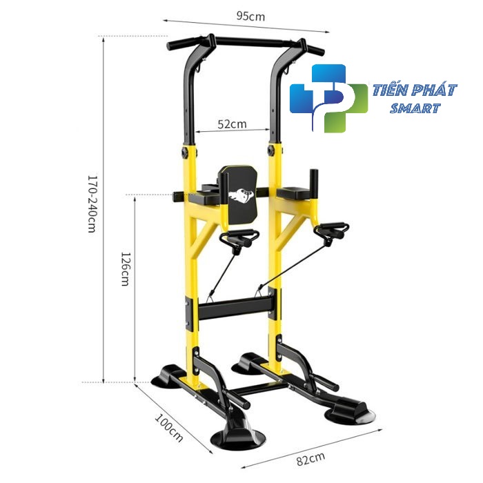 Dụng Cụ Tập Xà Đơn Xà Kép EX30 Màu Vàng Điều Chỉnh Chiều Cao 1m7-2m4 | Khung Tập Hít Xà Chống Đẩy Tại Nhà