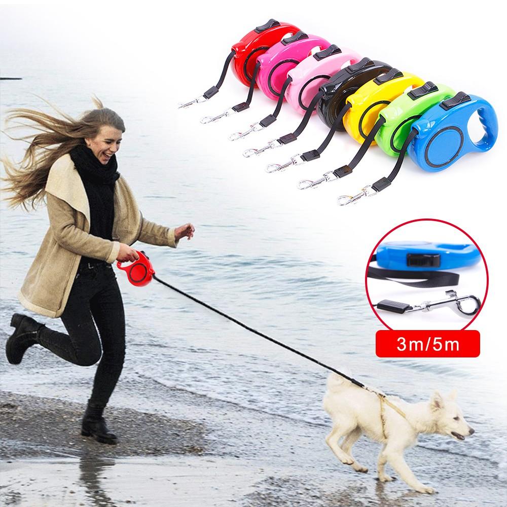 HN Dây dắt chó mèo loại Dây dắt tự động co rút dây xích có độ dài 3m và 5m