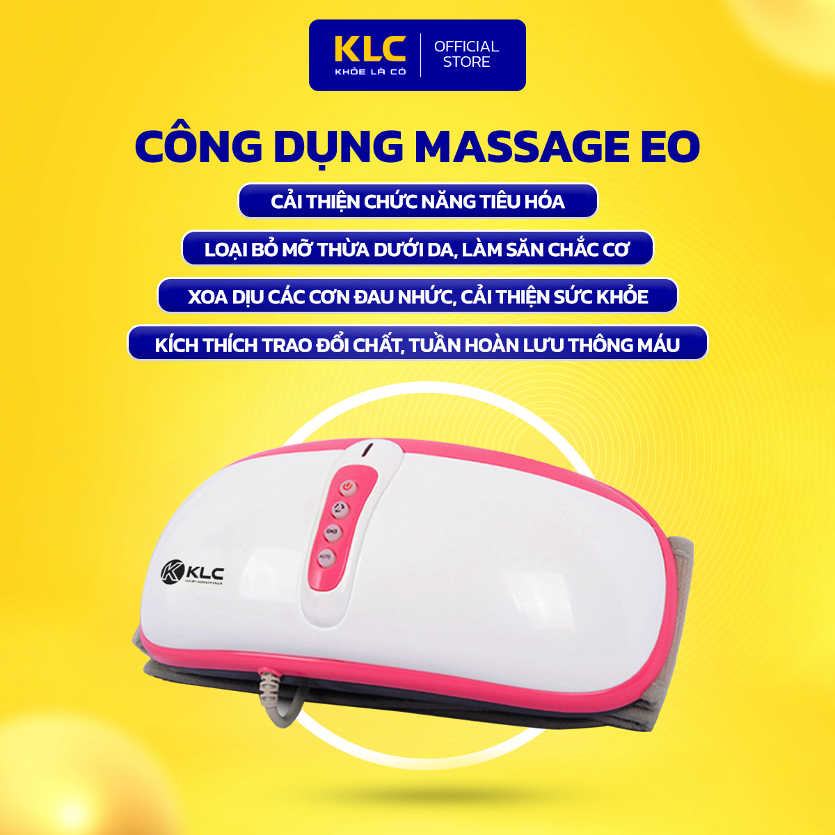 Máy Massage Bụng KLC, công nghệ nhiệt hồng ngoại, đánh tan mỡ hiệu quả, an toàn, mang lại vòng eo thon gọn