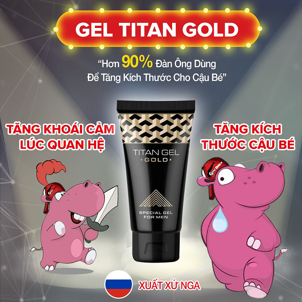 Bộ Đôi Titan Gel Đỏ + Titan Gel Gold Tăng Kích Thước - Hàng Chuẩn Nga