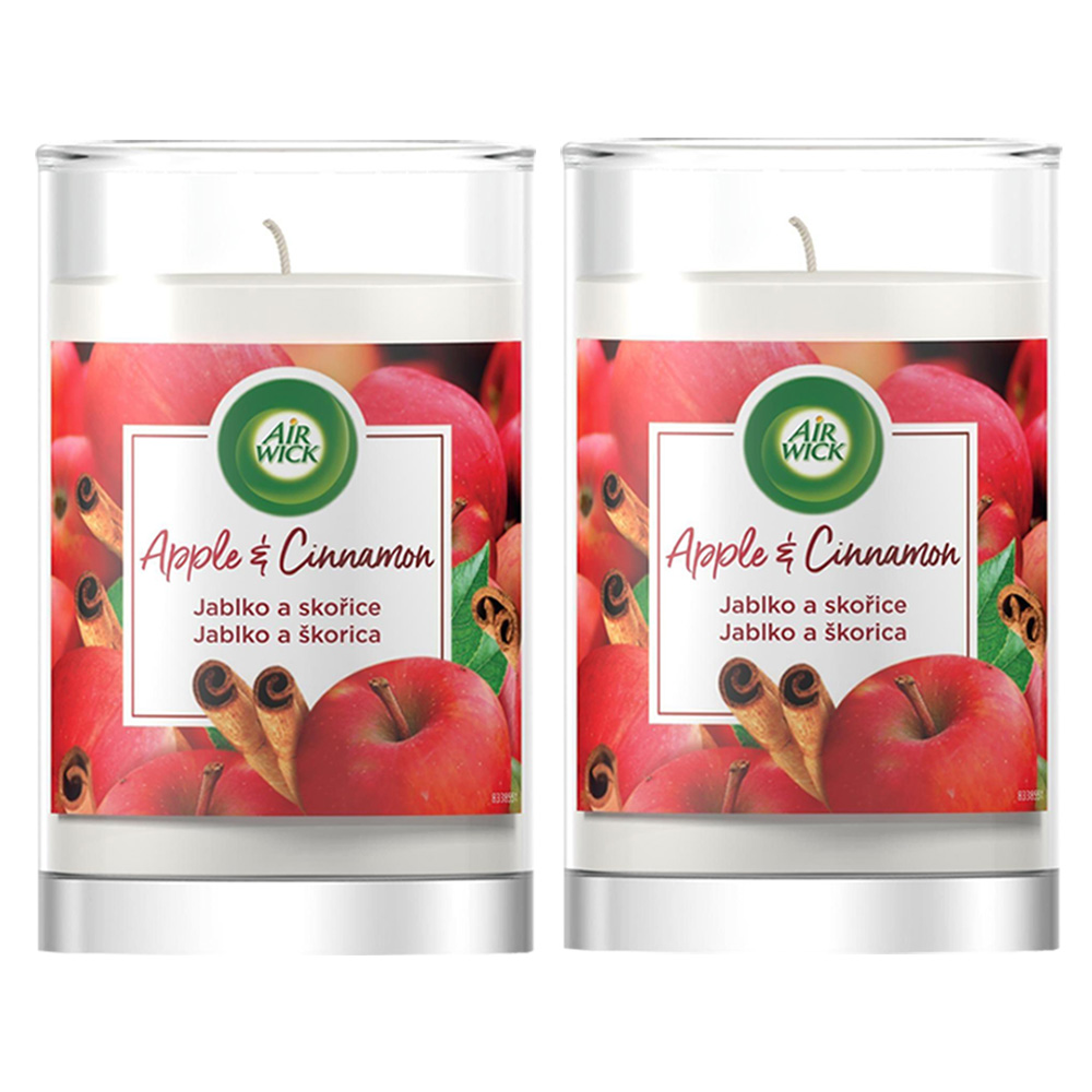 Combo 2 ly nến thơm tinh dầu Air Wick Apple Cinnamon 310g XXL - hương táo, quế, nến trang trí, thơm phòng, thư giãn, khử mùi