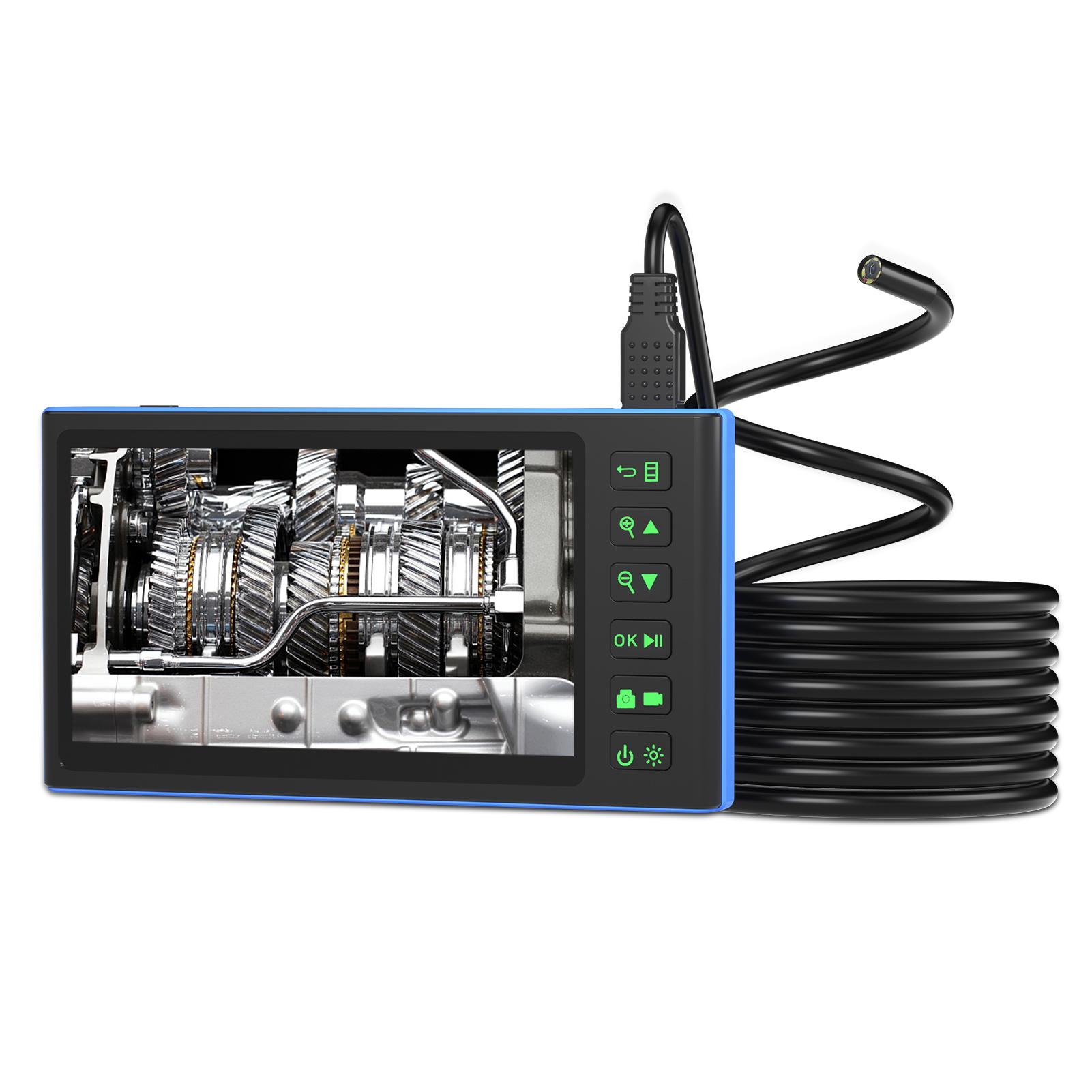 Triple Camera Endoscope with 7-inch IPS Color Screen Borescope with 8 LED Lights 1080P Photos Videos Snake Camera IP67 Waterproof 2 Million Pixels Inspection Camera with TF Card Slot