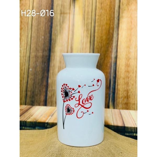 Bình cắm hoa dáng ống cao 28cm,men sứ xương. Gốm sứ Bát Tràng.