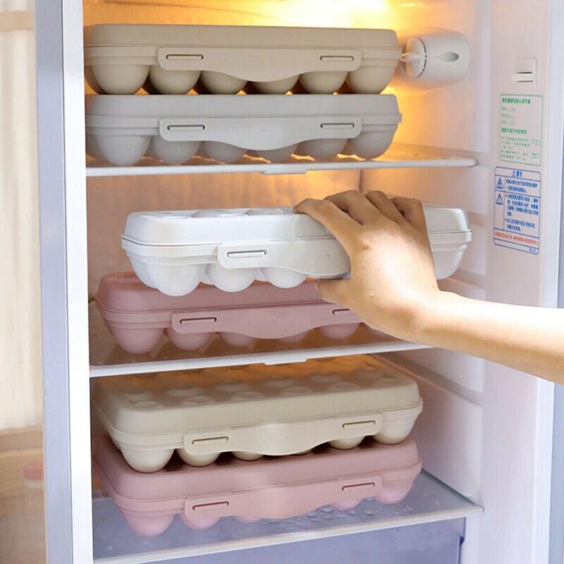 Kitchen Refrigerator Drawer Organizer 10 Grids Egg Plastic Box Food Storage Organizer Anti-Collision Storage Box Egg Container