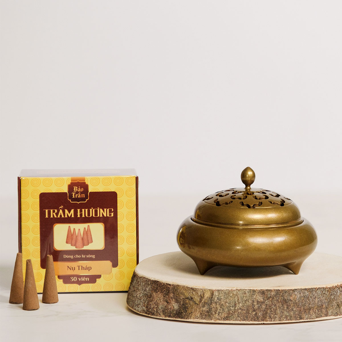 Lư Xông Trầm Hương Bằng Đồng – Vàng