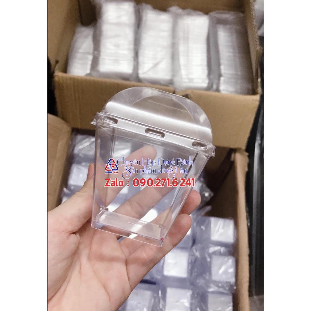 40 Ly vuông đựng tiramisu - Ly nhựa cứng đựng mousse cake - Ly nhựa nắp cầu đựng tiramisu 7065
