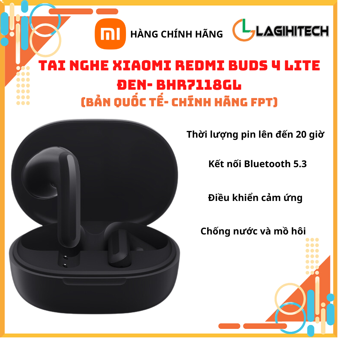 Tai nghe Xiaomi Redmi Buds 4 Lite Đen / Trắng Bản Quốc Tế - Hàng Chính hãng FPT