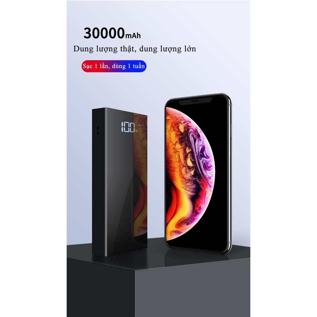 Pin Sạc Dự Phòng 30000mAh 3M mini nhỏ gọn tiện nghi cầm theo sạc nhanh thích hợp dùng iPhone XiaoMi