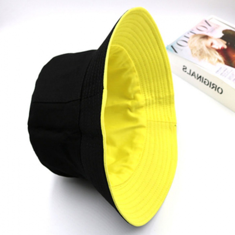 Mũ Tai Bèo Bucket Trơn - 2 Mặt - Vàng - Đen