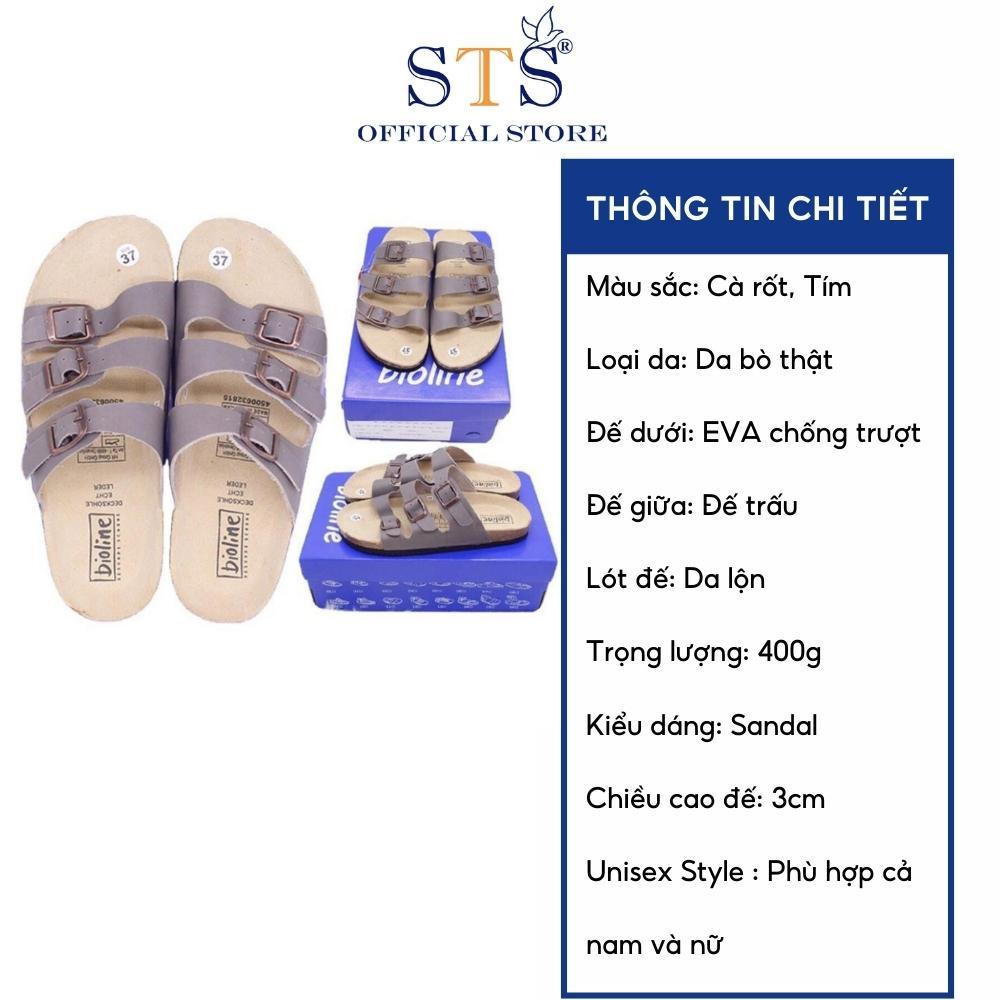 Dép Birken quai ngang đế trấu DA BÒ THẬT NGUYÊN TẤM xuất khẩu ST09 Dép cao cấp chống nước nhẹ đi biển đi chơi