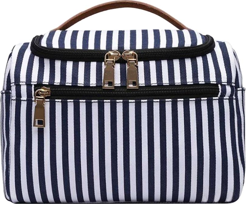 Striped Canvas Cosmetic Hand Storage Bag - sky blue