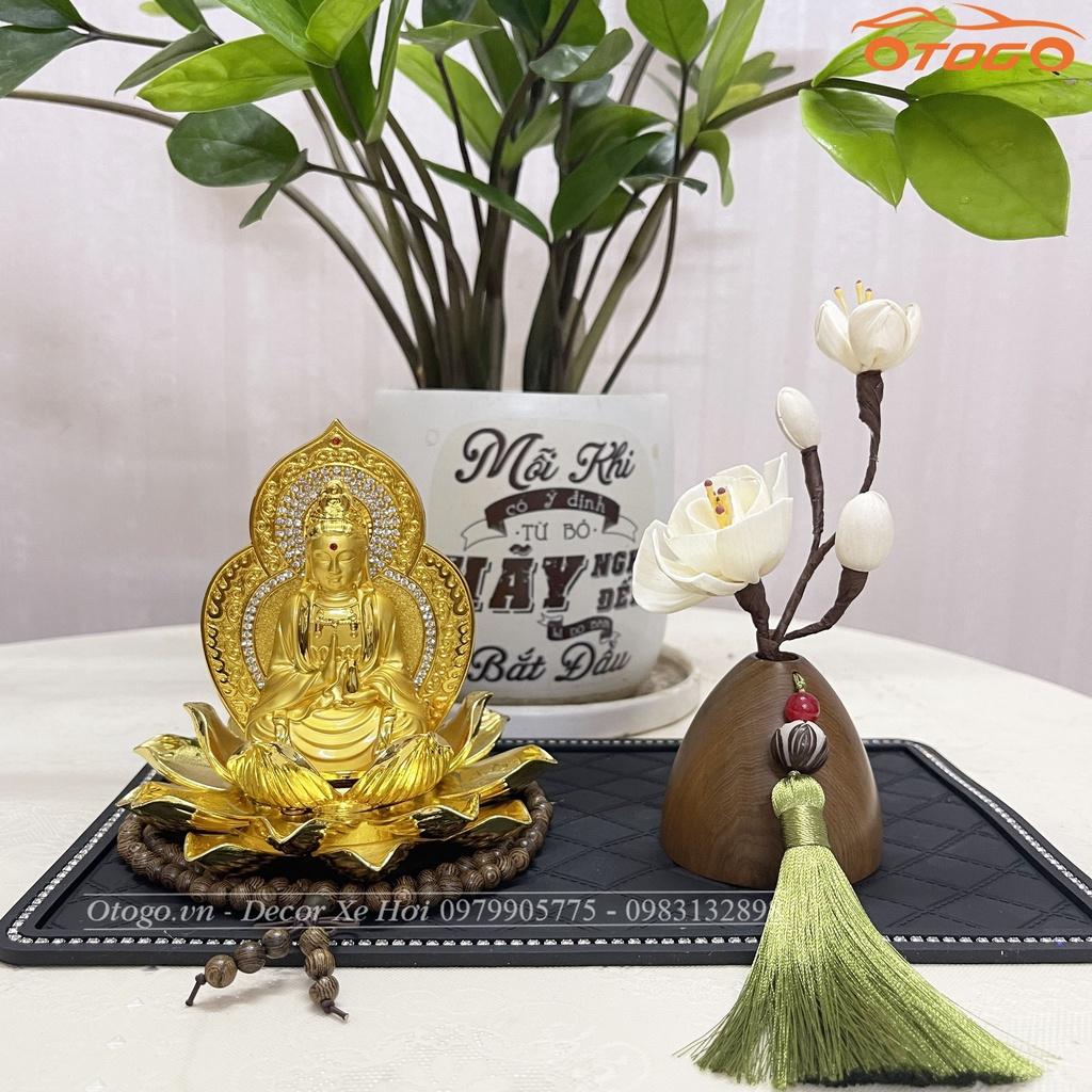 Set Tượng Phật Bà Quan Âm , Adida , Di Lặc Mix Bình Liên Hoa Trang Trí Xe Hơi Cao Cấp , Có Video hình thực tế