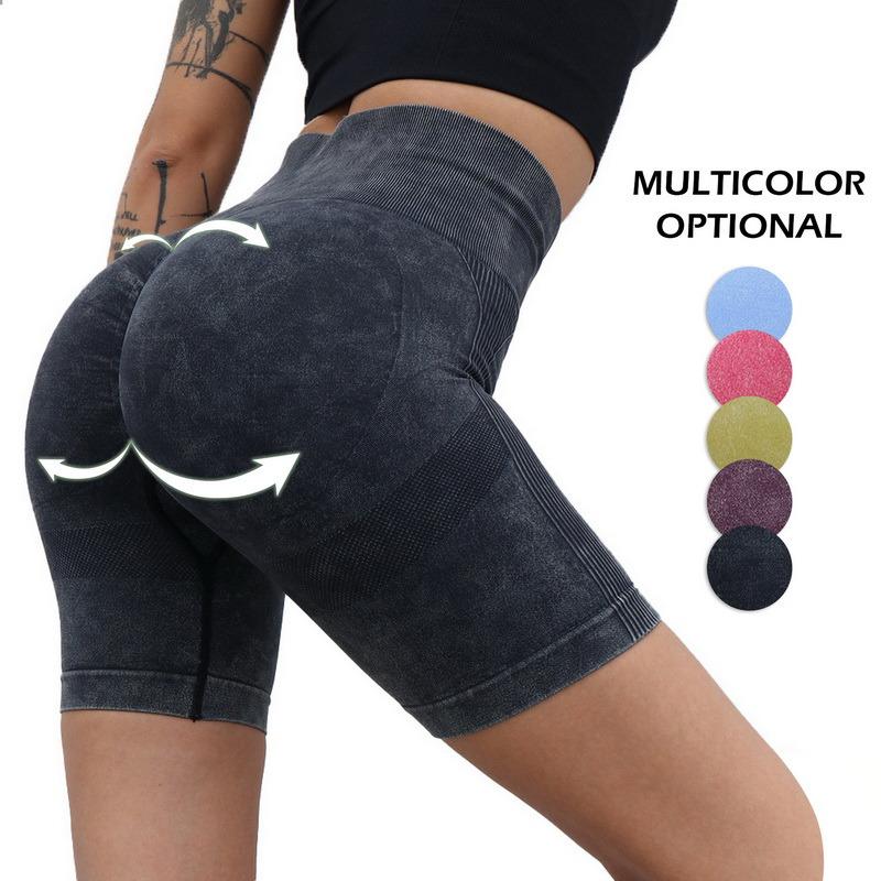 Cao vòng eo phụ nữ thể thao quần short thể thao thể thao tập thể dục thể dục tập thể dục quần áo quần áo ngắn thể thao quần short skinny thoáng khí 2023 Color: black Size: L