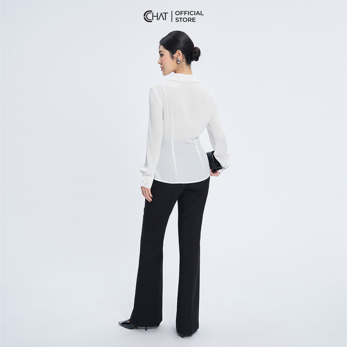 Áo Sơ Mi Nữ  Kiểu Cài Nhún Sườn Chất Liệu Chiffon Cao Cấp 13FDH2017ST