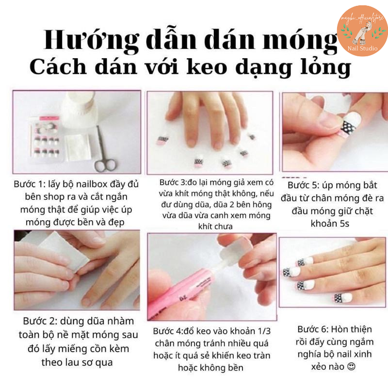 Móng Giả Gắn Nơ Hồng Baby Trái Tim 24 Móng, Móng Tay Giả Kèm Keo Mẫu T35