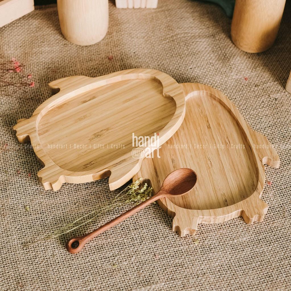 Khay gỗ tre hình chim cánh cụt - Khay gỗ ăn dặm - bamboo wooden tray