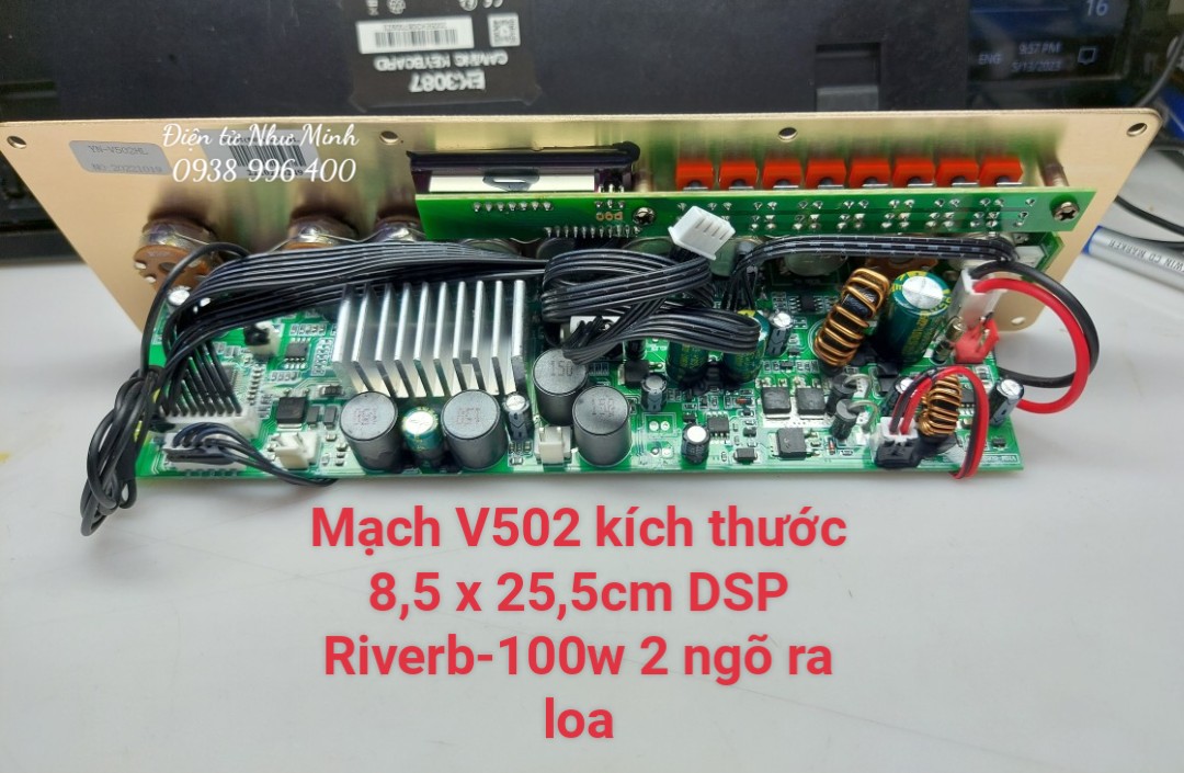 Mạch Loa kéo V502 chuyên xách tay 2 ngõ ra loa 100w kích thước 8,5cm x 25,5cm