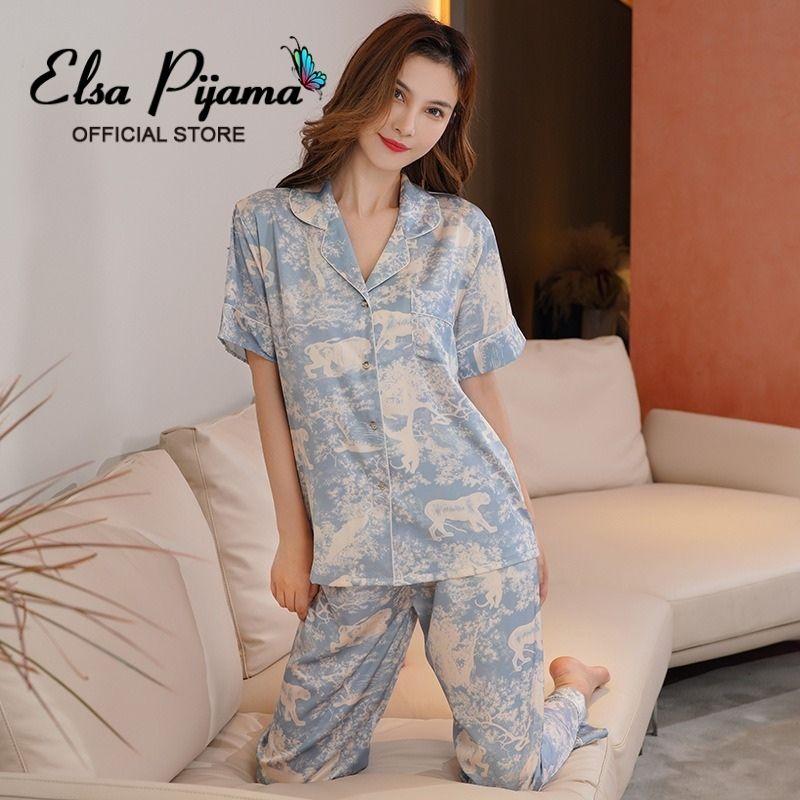 Đồ Bộ Pijama Lụa Đồ Mặc Nhà️ Bộ Ngủ Cao Cấp Mát Mềm Mịn - ELSA