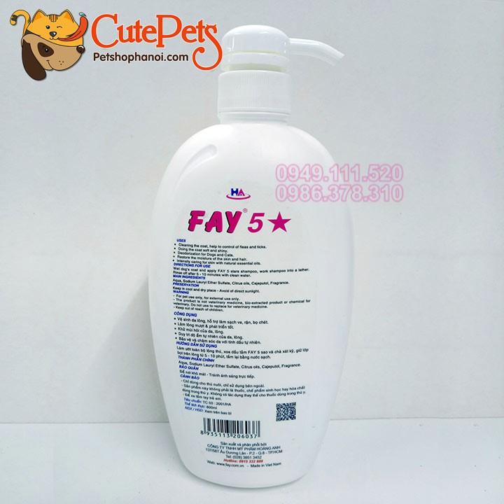 Sữa tắm Fay 5 Sao 800ml Dành cho chó mèo