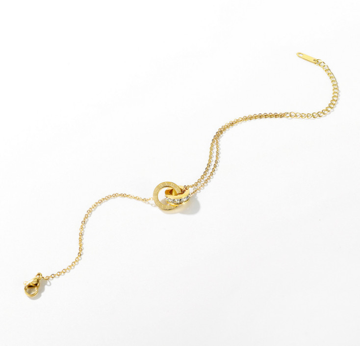 Lắc Tay 2 Khoen Tròn Lồng Nhau Titan Ko Han Rỉ TT 4013