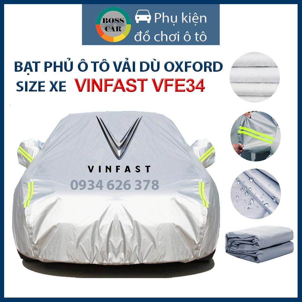 Bạt phủ xe ô tô Vinfast Vfe34 3 lớp tráng bạc thông minh, chất liệu vải dù oxford cao cấp, áo chùm bảo vệ xe 4,5,7 chỗ 