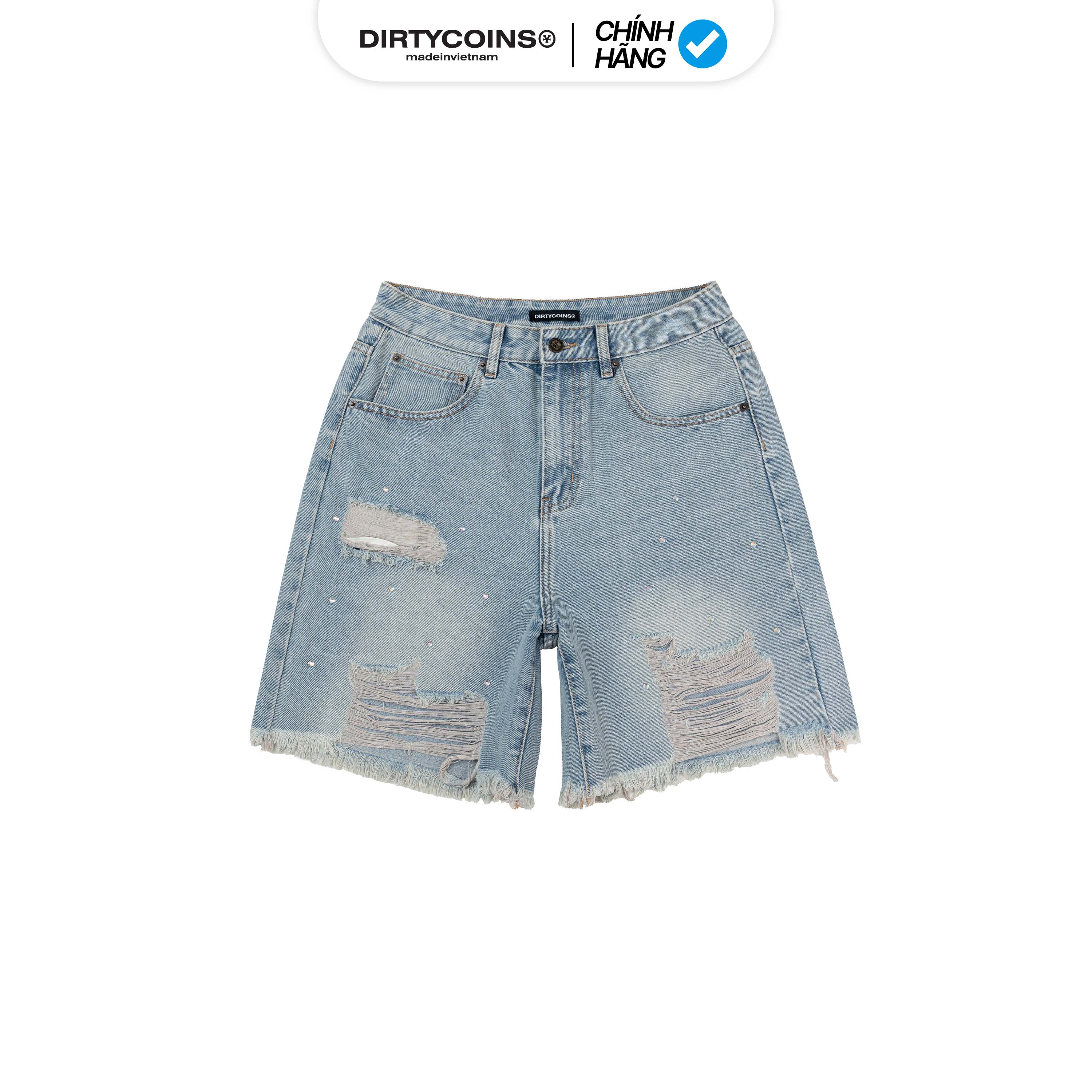 Quần DirtyCoins Denim Shorts Studs - Blue Wash