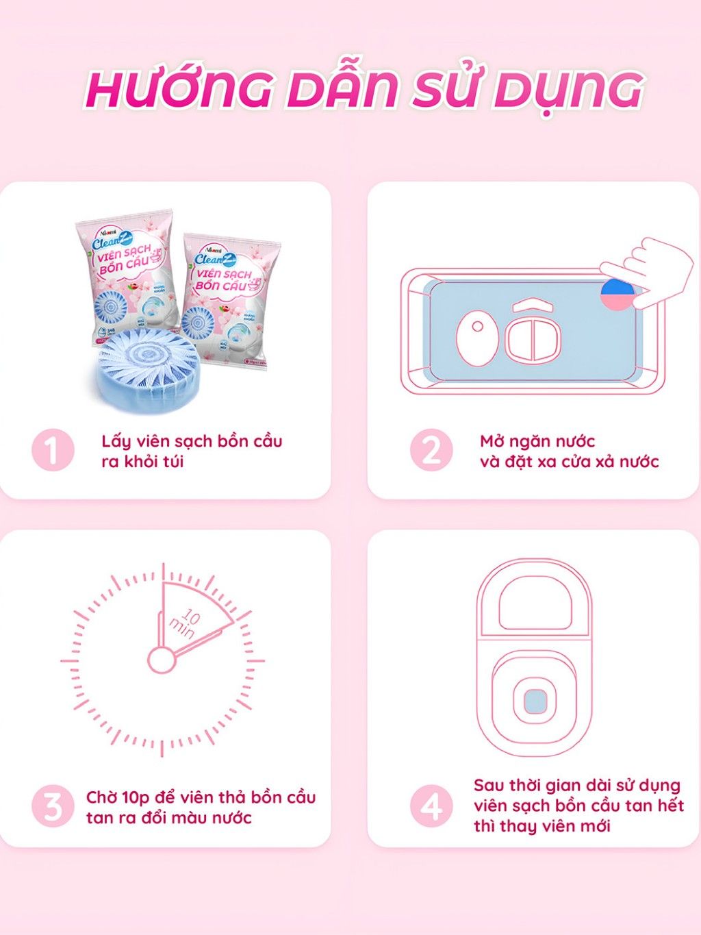 Viên Thả Bồn Cầu Tẩy Sạch Mảng Bám Khử Mùi Hiệu Quả Diệt Vi Khuẩn An Toàn Tiện Lợi