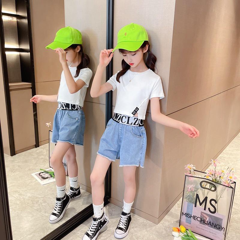 ATG20 Size130-160 (20-40kg) Áo thun bé gái (áo ngắn tay 100% cotton) Thời trang trẻ Em hàng quảng châu